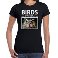 Uilen t-shirt met dieren foto birds of the world zwart voor dames