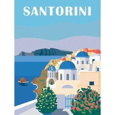 Ravensburger - CreArt Canvases 30x40 cm - Santorini - Schilderen op cijfers - Volwassene - Ontspannende en creatieve activiteit - 12 jaar - 23906