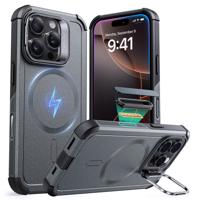 iPhone 16 Pro Cyber Tough Magnetic Case (Camera Control, Stash Stand) - Grey iPhone 16 Pro Cyber Tough Magnetic Case (Camera Control, Stash Stand) - Grey