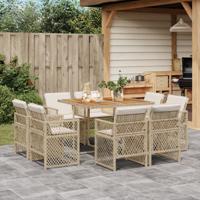 9-delige Tuinset met kussens poly rattan beige 9-delige Tuinset met kussens poly rattan beige
