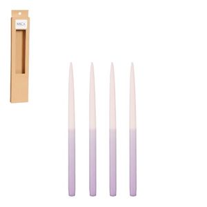 Dip-dye kaars paars 4 stuks - h28xd1,4cm - Mica Decorations