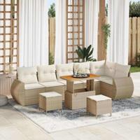 Tuinbankenset 9 pcs Beige poly rattan