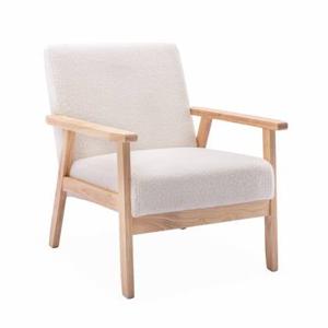 sweeek - Houten fauteuil met bouclé zitting