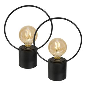 LED lamp - 2x - zwart - metaal - zonder snoer - H27.5 - vintage - tafellamp/nachtlamp