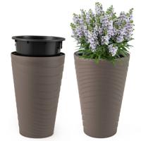 2 Plantenbakken met Binnenpot 45 cm Hoog Ronde Plantencontainers Weerbestendig Bloempotten met Afwateringsgaten PP Bruin 2 Plantenbakken met Binnenpot 45 cm Hoog Ronde Plantencontainers Weerbestendig Bloempotten met Afwateringsgaten PP Bruin