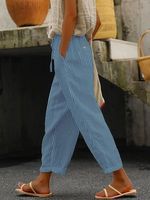 Relaxed Loose Polyester Stripe Pants - thumbnail