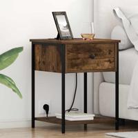 Bedside kasten 2 pcs Gerookt eiken 42 x 41 x 56 cm Bewerkt hout