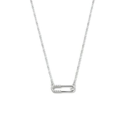 Ketting Speld zilver-zirconia wit 7 mm 41-45 cm