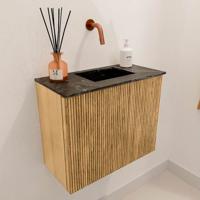 Toiletmeubel Mondiaz Joya Dlux | 50 cm | Meubelkleur Oak | Faye wastafel Lava Wasbak Rechts | Zonder kraangat(en)
