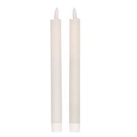 Magic Flame Dinerkaarsen - LED - 2x stuks - wit - 25 cm - met glitters