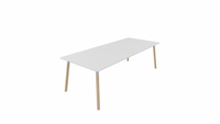 Tafel 8811 recht - 200 x 100 cm. - Alu - Wit - Beuken naturel