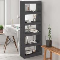Boekenkast/kamerscherm 60x30x167,5 cm massief grenenhout grijs