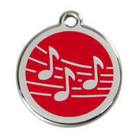 Music Red roestvrijstalen hondenpenning large/groot dia. 3,8 cm - RedDingo - thumbnail