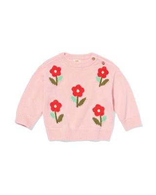 HEMA Babytrui fijngebreid bloemen lichtroze (lichtroze)