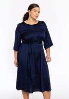 Yoek Jurk met ceintuur SATINI | Blauw | Maat 50/52