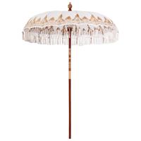 Parasol Crme 180-190 cm Katoenen stoffen & Hout & Bamboe
