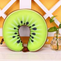 Fruit U vormige reizen kussen nanodeeltjes nek kussen auto kussens zacht kussen Home textiel (kiwi)