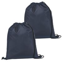 Gymtas/lunchtas/zwemtas met rijgkoord - 2x - voor kinderen - donkerblauw - 35 x 41 cm