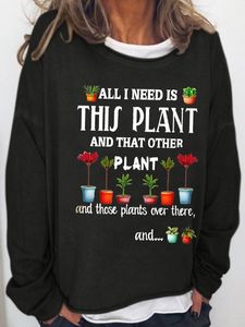 Womens Funny Plant Lover Letter Casual Sweatshirt