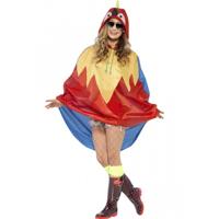 Smiffy's Party regenponcho papegaai - one size - festival musthaves