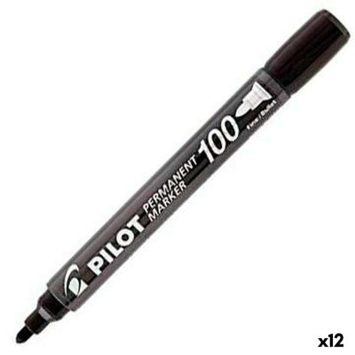 Permanente markeerstift Pilot Sca-100 Zwart (12 Stuks)