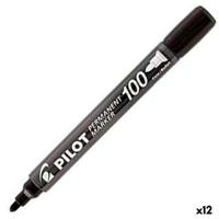 Permanente markeerstift Pilot Sca-100 Zwart (12 Stuks)