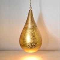 Marokkaanse hanglamp &apos;Indi&apos; filigrain E27 fitting blad goud 2