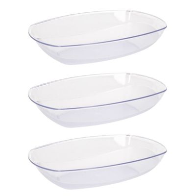 3x Transparant kunststof serveerschalen/saladeschalen 19 x 28 cm