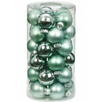 Kerstballen - klein formaat - 30x st - mintgroen - D4 cm - glas - glans en mat - thumbnail