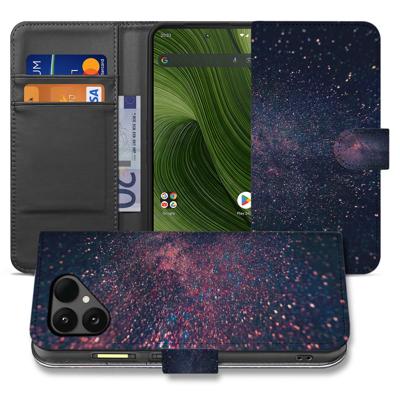 Fairphone 6 Paars Blauw Glitter Sterren | Book Case | Stars Fairphone 6 Paars Blauw Glitter Sterren | Book Case | Stars