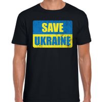 Save Ukraine t-shirt zwart heren - Oekraine shirt met Oekraiense vlag