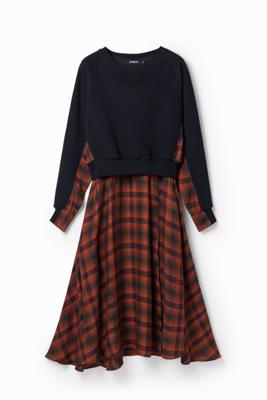 Gecombineerde geruite midi-jurk - RED - S
