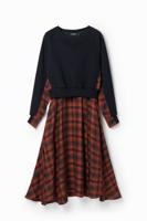 Gecombineerde geruite midi-jurk - RED - S