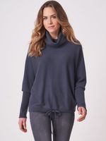 Oversized trui met hoge hals en koord