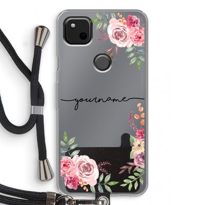 Rozen: Pixel 4a Transparant Hoesje met koord