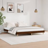 Bedframe bewerkt hout bruineikenkleurig 200x200 cm - thumbnail