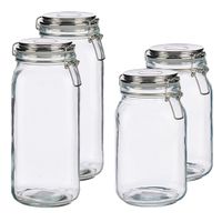 Set van 4x stuks luxe keuken voorraadpotten met klepdeksel zilver 1500 ml en 2100 ml