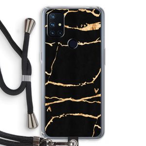 Gouden marmer: OnePlus Nord N10 5G Transparant Hoesje met koord