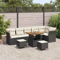 Tuinbankenset 9 pcs Zwart poly rattan