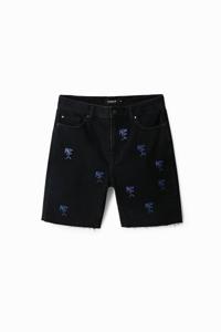 Denim bermuda, geknipte zoom - BLACK - 28