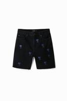 Denim bermuda, geknipte zoom - BLACK - 28 - thumbnail