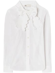 Tory Burch blouse en popeline à bords festonnés - Blanc