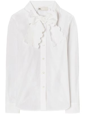 Tory Burch blouse en popeline à bords festonnés - Blanc
