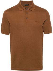 Zegna polo à logo en intarsia - Marron