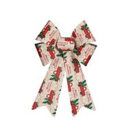 Krist+ kerstboomversiering strik - creme/rood print - 15 x 25 cm - Kersthangers - thumbnail