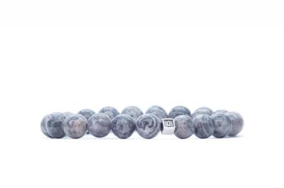 Qoss Heren Halfedelstenen Armband Job Picture Grijs - Maat M
