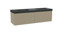Balmani Sfera zwevend badmeubel 180 x 55 cm dune met Napoli dubbele wastafel in zwart graniet