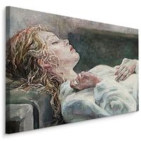 Schilderij - Slapende jonge vrouw (print op canvas), multi-gekleurd, 4 maten, wanddecoratie - thumbnail