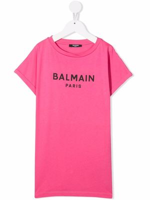 Balmain Kids t-shirt à logo imprimé - Rose