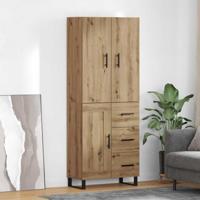 Hoge kast met lade 2 pcs Artisan Eiken Geengineerd Hout en Glas